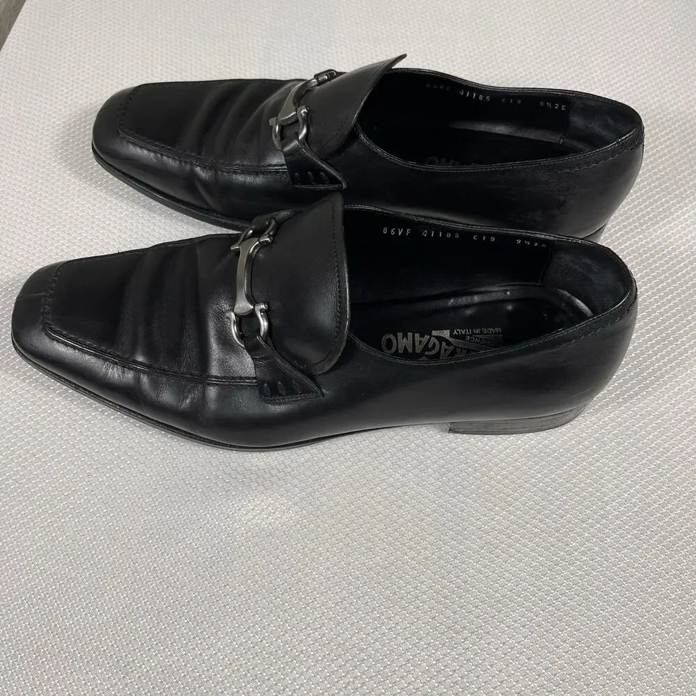Salvatore Ferragamo Gregory Leather Shoes Size 9.5‎ 2E Made In Italy
